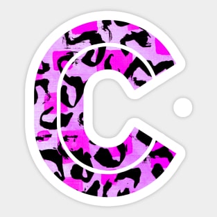 Abstract Letter C Watercolour Leopard Print Alphabet Sticker